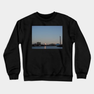 Scottish Photography Series (Vectorized) - River Clyde Sunset Crewneck Sweatshirt